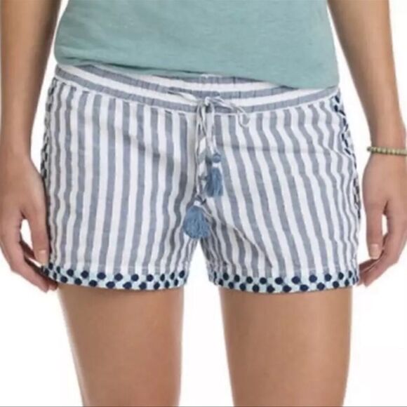 Vineyard Vines Edging Stripe Linen Shorts - Moonshine M - Picture 1 of 6